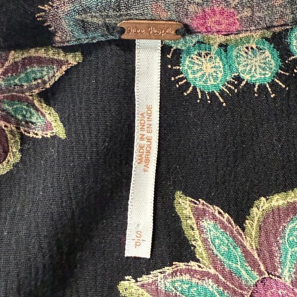 Free People Women's Just The Two Of Us Tunic Black Floral Long Sleeve Size Small - Picture 8 of 12